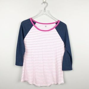 Gap Striped Baseball T Shirt White Pink Blue
